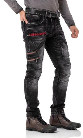 Чоловічі джинси Cipo & Baxx Destroyed | Розмір 40W/32L, Чорні | Модний стиль Biker
