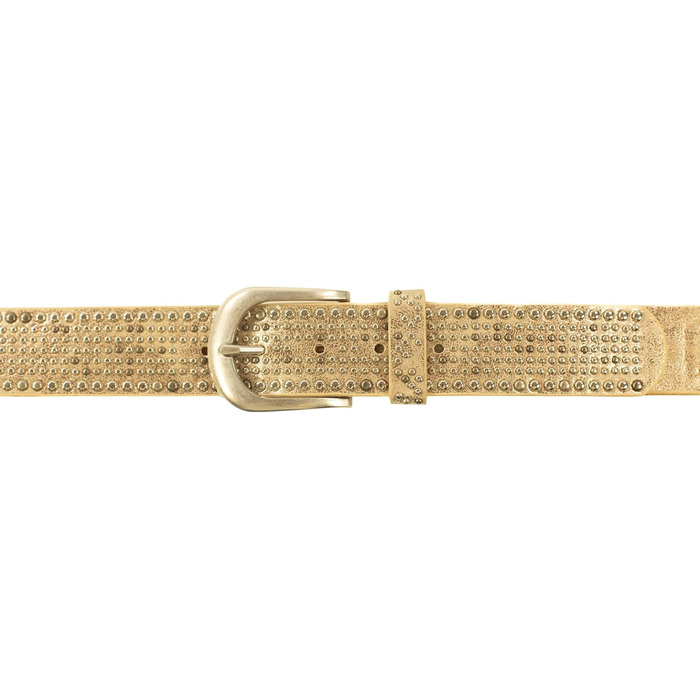 Жіночий ремінь Damengürtel з заклепками та стразами, вінтажний стиль, синтетика, ширина 3.8 см, довжина 110 см (є варіанти 115 см, колір Solar-gold)