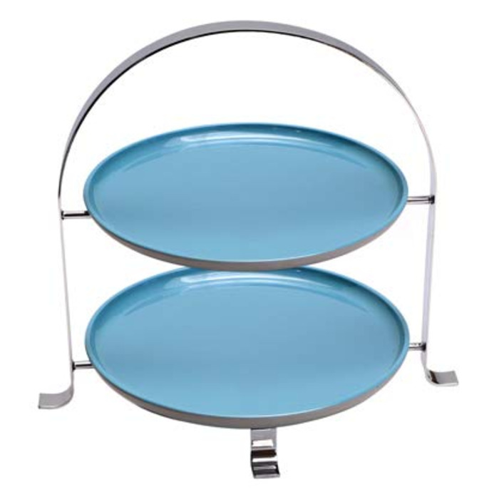 APS Serving Stand – High-quality cake stand made of chrome-plated metal for two plates with a max. Ø of 27cm – Total height 30cm (plates not included)