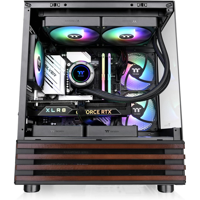 Корпус ПК Thermaltake TG ARGB View 170 Wood Black – Micro-Tower, Tempered Glass, 3x120mm ARGB, Підтримка 240/280mm радіатора