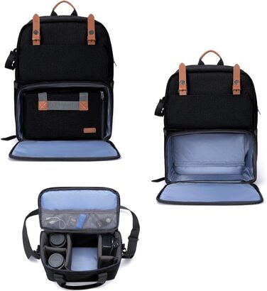 MOSISO Рюкзак для камери 17.3 дюйма, DSLR/SLR/Беззеркальна камера, відділення для ноутбука, вбудована фотосумка, USB-порт для зарядки, дощовик, сумісний з Canon/Nikon/Sony, чорний