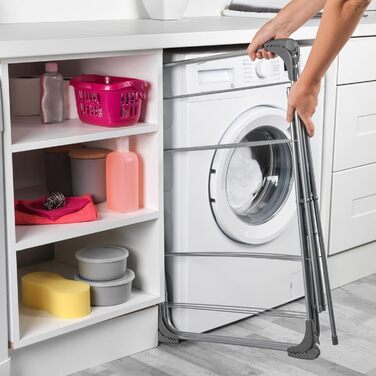 Розсувна сушарка для білизни Kleeneze KL078834EU7, 3-рівнева, 7 м, для різного одягу, для балкону, для дому та вулиці, біло-сіра