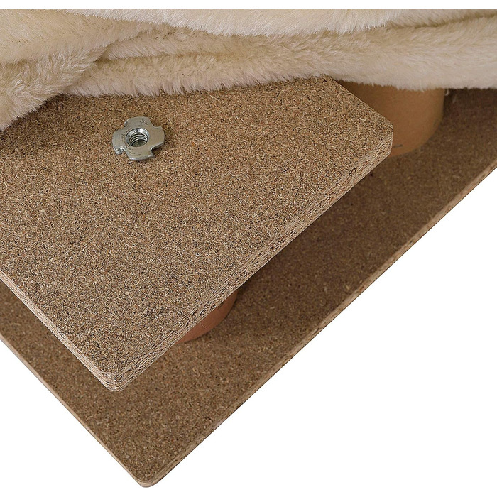 Lionto pet stairs with plush cover, 46x36x4 cm, robust dog stairs with low step height of 10cm, gentle on joints, removable & washable cover, stairs can hold up to 50 kg, beige