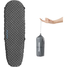 Naturehike Термокилимок 3.5R для кемпінгу, Ultralight, 4-сезонний (-6℃), самонадувний з надувною сумкою, для зими, військовий зелений, прямокутний, XL (чорний, мумія, M)