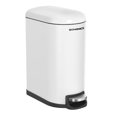 Сміттєвий кошик для ванної кімнати SONGMICS ISLAND LTB10WT, 10 л, з кришкою та системою Soft-Close, сталевий, білий