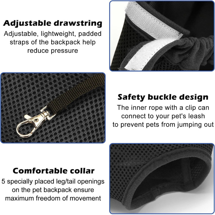 Рюкзак для вигулу собак та котів, регульований, складаний, з блискавкою (M)