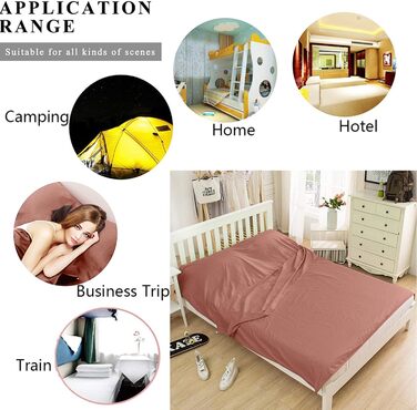 V VILISUN Sleeping Bag Liner, lightweight, portable, soft travel and camping blanket, with compact and carry bag, for travel, hotel