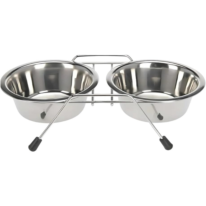 Набір мисок для тварин з нержавіючої сталі PARENCE - 2 шт. - Антиковзкий стійкий підставник - для котів та маленьких собак - діаметр 11 см