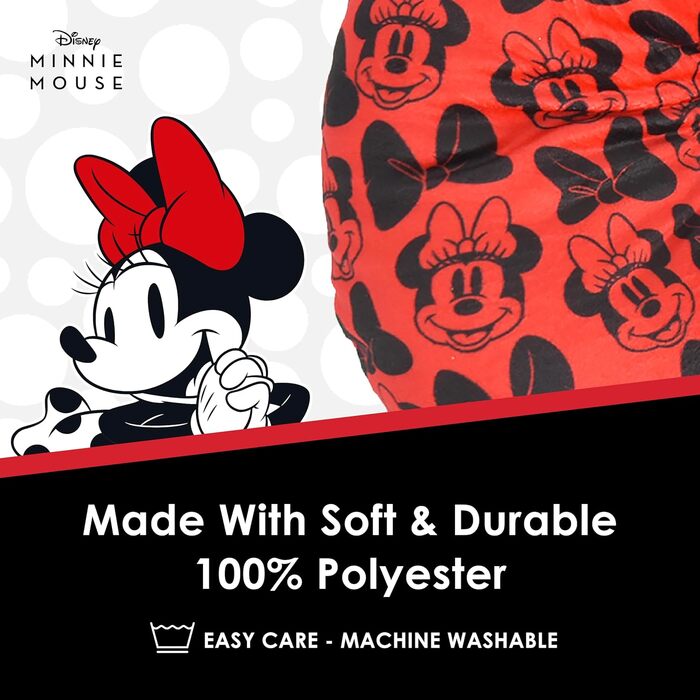 Подушка для шиї Disney Minnie Mouse з 3D-вушками та бантиком для подорожей (літак, авто, офіс), червоно-чорна, One Size