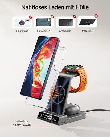 Бездротова зарядка 3-в-1 для Samsung Galaxy S25 Ultra, Watch 8/Ultra/7/6, Buds 3/3 Pro (Tech Grey)