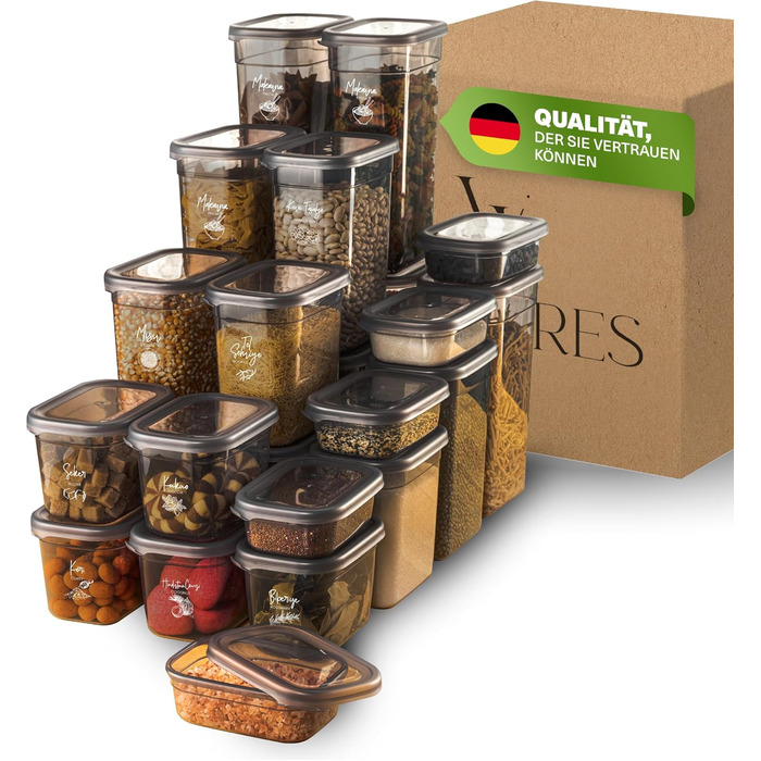 Герметичні контейнери для зберігання Peggy 25 шт. | Набір контейнерів для круп, цукру, борошна | BPA-Free