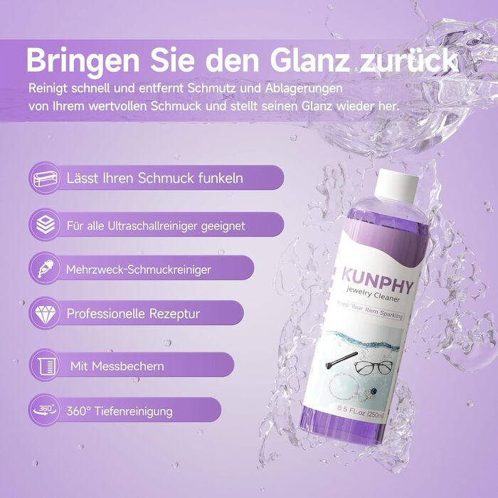 Ультразвукова очищувачка для окулярів та ювелірних виробів 350мл, 46 кГц, фіолетовий
