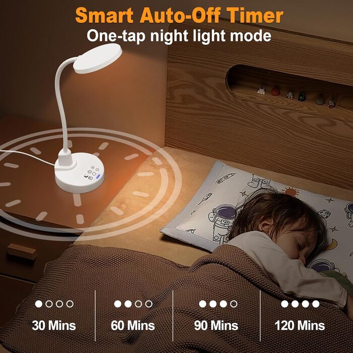 LED настільна лампа 15W з USB-A та USB-C – диммування, 3 колірні температури, 5 рівнів яскравості, таймер, гнусий 360° шийка, захист очей, для офісу та спальні (біла, 12 см)