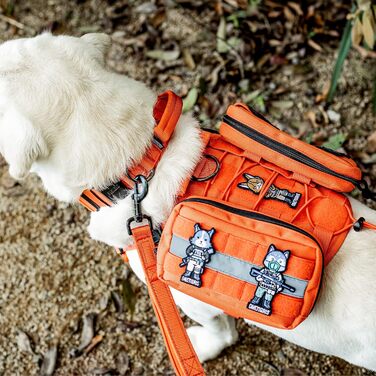 Тактичний нашийник для собак OneTigri Fire Watcher 2.0 з металевою пряжкою, з ручкою, No Pull, для великих собак, MOLLE, чорний (XL, помаранчевий)