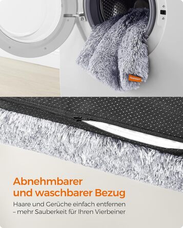 Feandrea Dog Bed, Orthopedic Dog Cushion, Padded with Visco-Elastic Foam, Removable and Washable Cover, Size M, for Small and Medium Dogs, 80 x 50 x 8 cm, PGW211G02 (L 80 x W 50 x H 8 cm, Ombré Gray)