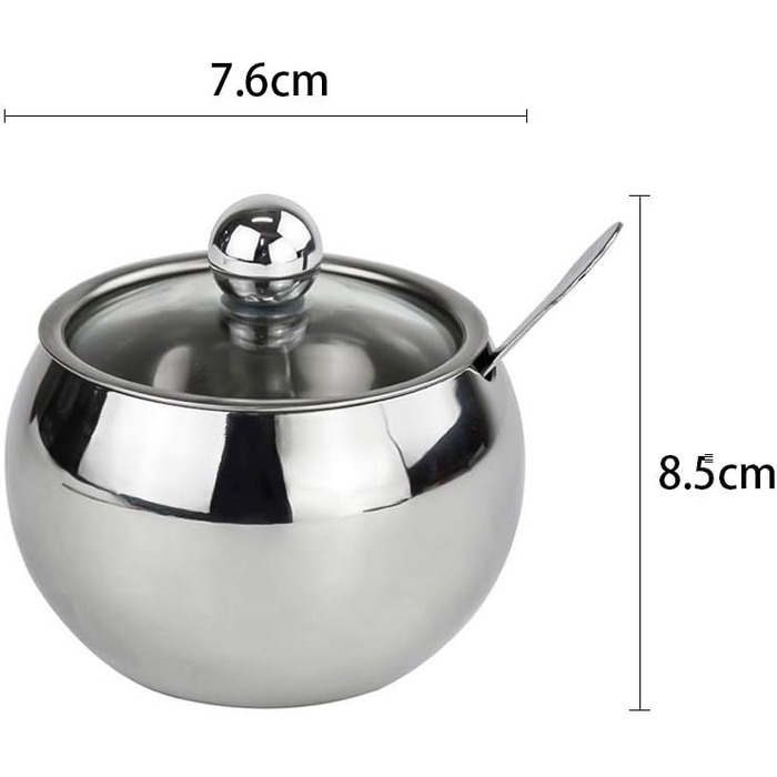 Контейнер для цукру з прозорою кришкою та ложкою, банку для спецій, солі, цукру, чаю, трав (нержавіюча сталь)