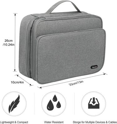Органайзер для аксесуарів Gocokia: велика місткість, для кабелів, iPad, жорстких дисків, з передньою кишенею