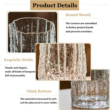 Скляна ваза QEEYON: сучасний циліндричний дизайн, ручної роботи, 30х10 см, для дому, офісу, весілля, подарунок