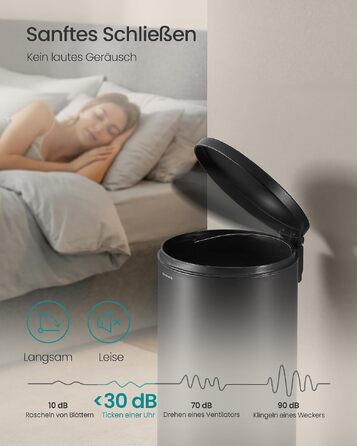 Сміттєвий відер SONGMICS для кухні з кришкою та системою SoftClose, чорний, 30 л