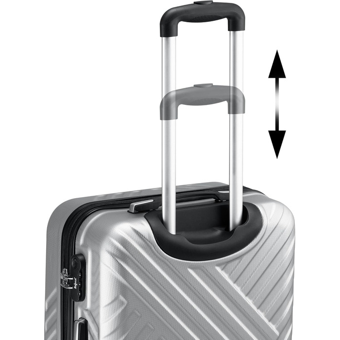 Набір валіз Zelsius 3 шт. сірий колір | ABS валізи з кодовим замком, подвійними колесами та внутрішнім роздільником | Ручна валіза, набір валіз з твердим корпусом 3 шт., ролер, велика валіза, дорожній набір