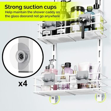 Настінна полиця для душу Orimade, сіра, 5 ярусів, з гачками, з мильничкою, нержавіюча сталь