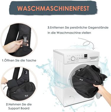 Dog-friendly sling carriers, hands-free travel bag for small pets with adjustable straps, hardboard base, safety belt, for dogs up to 2.8kg, wider version (L (For pets under 5.5kg), Black)