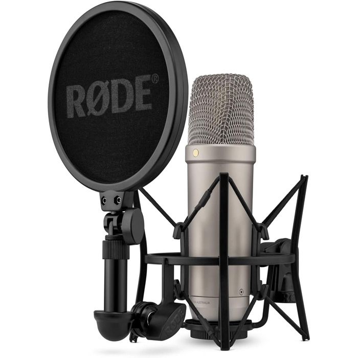 RØDE NT1 5th Gen: Конденсаторний мікрофон з XLR/USB, поп-фільтр та пауза для запису вокалу, музики та подкастів (чорний/сріблястий)