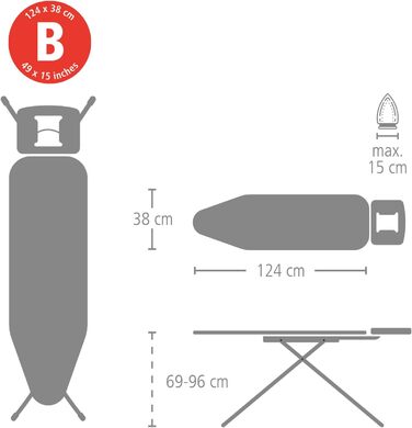 Покриття для прасувальної дошки Brabantia Jeansschwarz, розмір B (124 x 38 см)