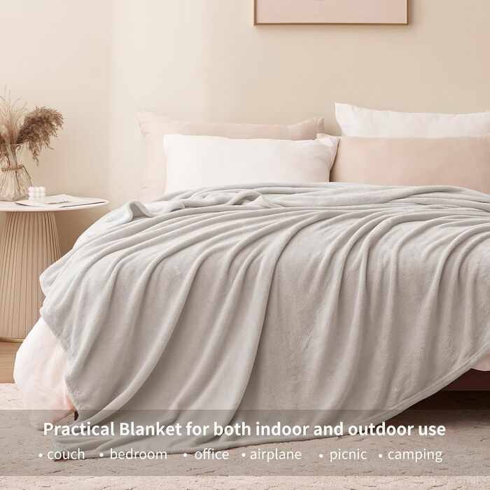 Плед Aisbo: м'який та затишний плед з флісу 150x200 см XL, теплий плед для дивана, затишна пледова ковдра для вітальні та дивана на зиму (220 x 240 см, бежевий)