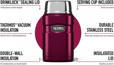 Термос з нержавіючої сталі, малинового кольору, 710 мл, Thermos