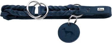 HUNTER Dressurhalsung SOLID EDUCATION: Нашийник для конкурного верхового лицемірювання, міцне шкіряне плетіння, з кільцем-остановкою, Made in Germany, темно-синій, розмір M-L