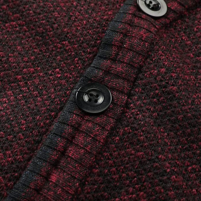 Чоловічий в'язаний кардиган Allthemen з V-подібним вирізом, з підкладкою, на кнопках, з грубої в'язки, теплий, перехідний, розмір 4XL, бордовий