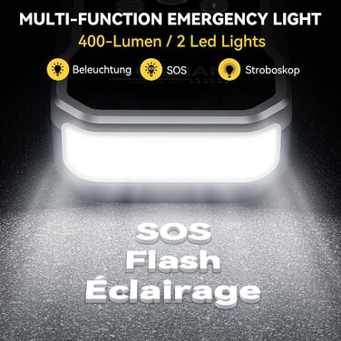 Powerbank Starthilfe F03: Портативний стартер для авто з компресором та повітряним насосом | 6000A, 7L, 150PSI, LCD, LED