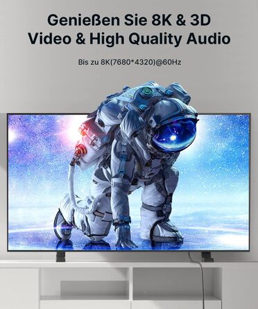 Кабель HDMI JSAUX 8K 3 метри (2 шт.) | 48Gbps, 8K@60Hz, 4K@120Hz, HDR10+, eARC, HDCP 2.2/2.3, Dolby Vision, сумісний з PS5, PS4, UHD TV, монітором - Червоний