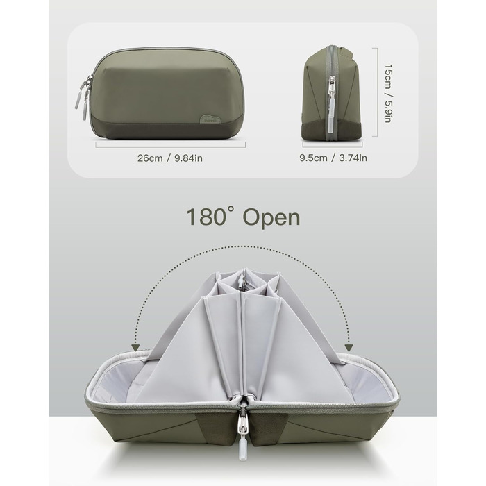 Inateck Electronics Case, Splash-Proof Accessory Bag, USB Cable Gadget Organizer Bag, Travel-Friendly