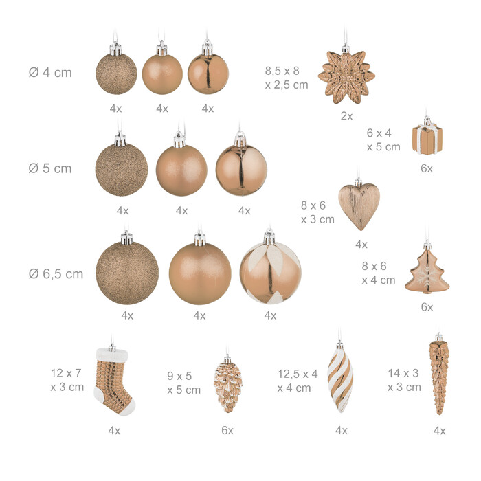 Relaxdays Set of 72 Christmas Baubles