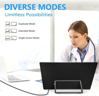 Портативний монітор 18.5 дюймів MK185: 120Hz, 1080P, sRGB, USB/HDMI, VESA, HDR, для ноутбука, телефону, ігор