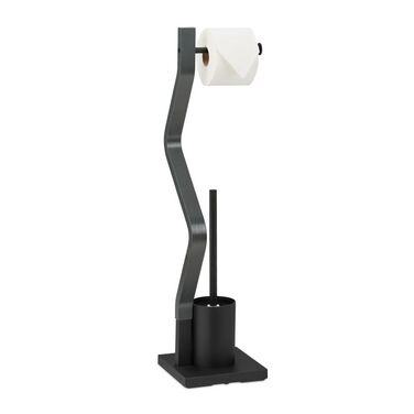 Relaxdays Toilet Set black/grey