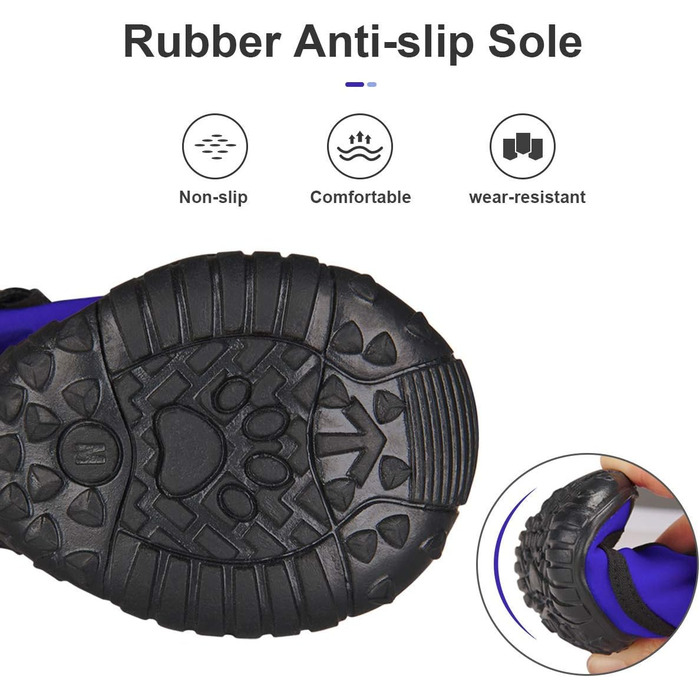 Dociote Dog Boots Paw Protection with Anti-Slip Sole, Reflective Strap, Waterproof Velcro Closure Snow Boots for Medium to Large Dogs 4 Pieces Blue XL XL (4 Pack) Blue