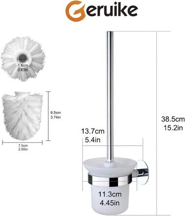 Набір для чищення унітазу GERUIKE з керамічним тримачем (сірий матовий, хром-срібло)