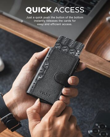 Чоловіче картхолдер VULKIT з RFID захистом, шкіряний, на 3 картки та віконце для ID, з магнітною застібкою, червоний (шкіра Litchi)