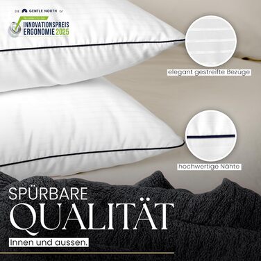 Gentle North High-Quality Pillowcases (80x80 cm / 31.5 x 31.5 inches) - Hotel Quality 2-Pack Fluffy, well-filled pillows suitable for allergy sufferers (Ökotex 100 Certified) - Washable at 60°C 2x | 80x80