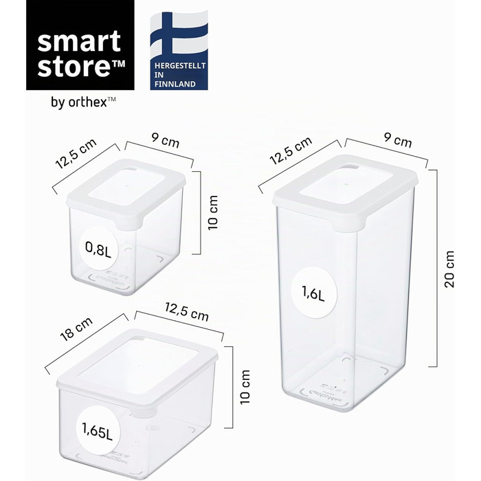 Набір контейнерів для зберігання SmartStore 5 шт. герметичні - пластикові контейнери з кришками, без BPA, для посудомийної машини - штабельовані, для кухні 0.8л (2шт), 1.6л (2шт), 1.65л