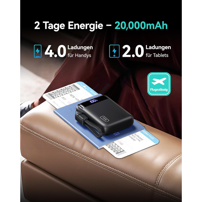 Power Bank INIU 20000mAh з швидкою зарядкою 22.5W, USB-C, для iPhone, Samsung, AirPods, iPad - зовнішній акумулятор для подорожей та кемпінгу