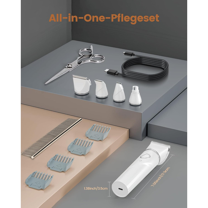 Набір 4 в 1 для стрижки собак: стрижка, триммінг, шліфування кігтів. Підходить для собак та котів. Безшумна модель для грумінгу.