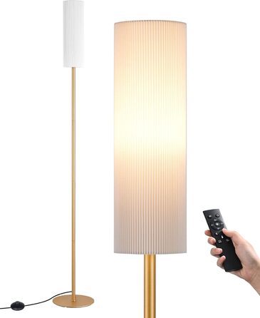 LED торшер Edishine для вітальні та спальні, 165 см, з пультом, диммування, 3 колірні температури (3000K-6000K), золото, E27