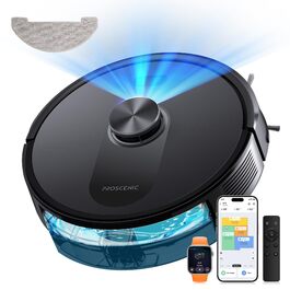 Робот-пилосос Proscenic Q10 з функцією миття, 8000Pa, 200хв, лазерна навігація, керування через додаток, Siri, Alexa, Apple Watch, для підлоги та килимів, чорний