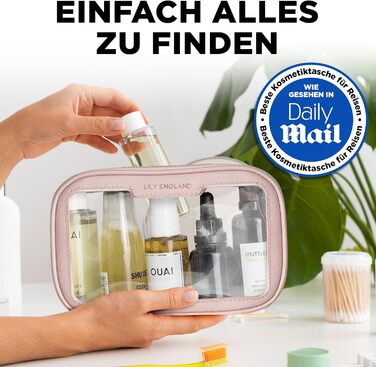 Косметичка Lily England прозора водонепроникна для подорожей та щодня, рожева