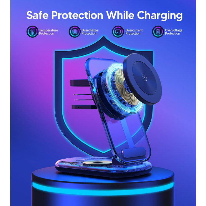 Бездротова зарядка MagSafe 3-в-1 для iPhone, Apple Watch та AirPods, сумісна з iPhone 16/15/14/13/12 Plus/Pro Max