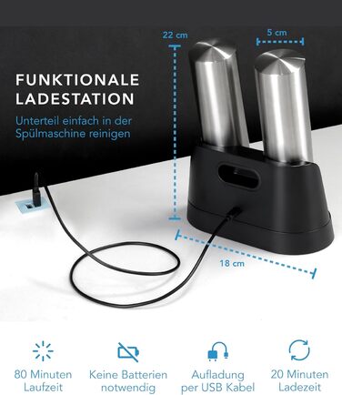 Electric Salt and Pepper Grinder - Rechargeable & Many Accessories | Battery Set | Pepper Dispenser Pepper and Salt Grinder for Coarse Salt